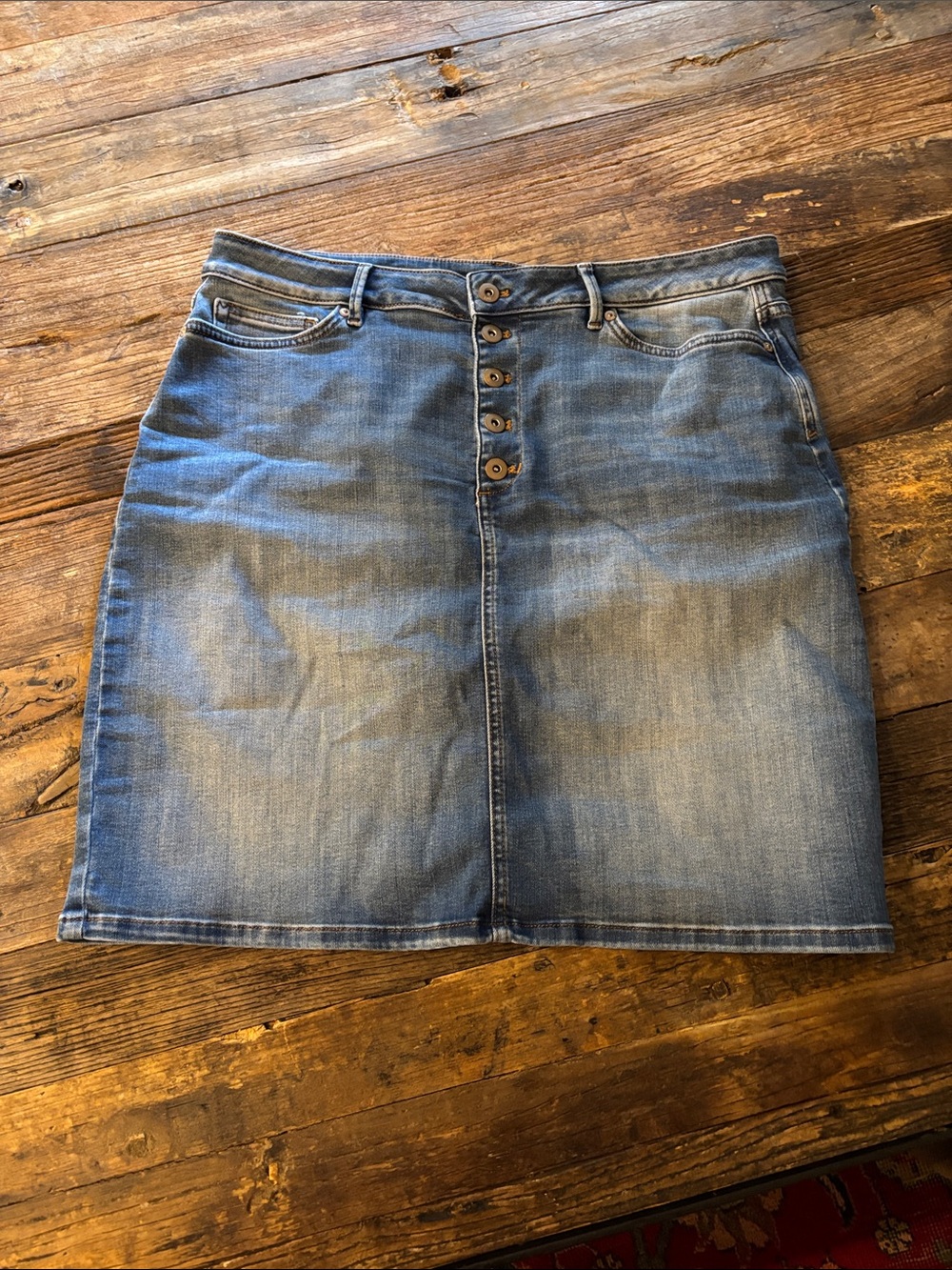 J. Jill Light Blue Button-Front Denim Mini Skirt